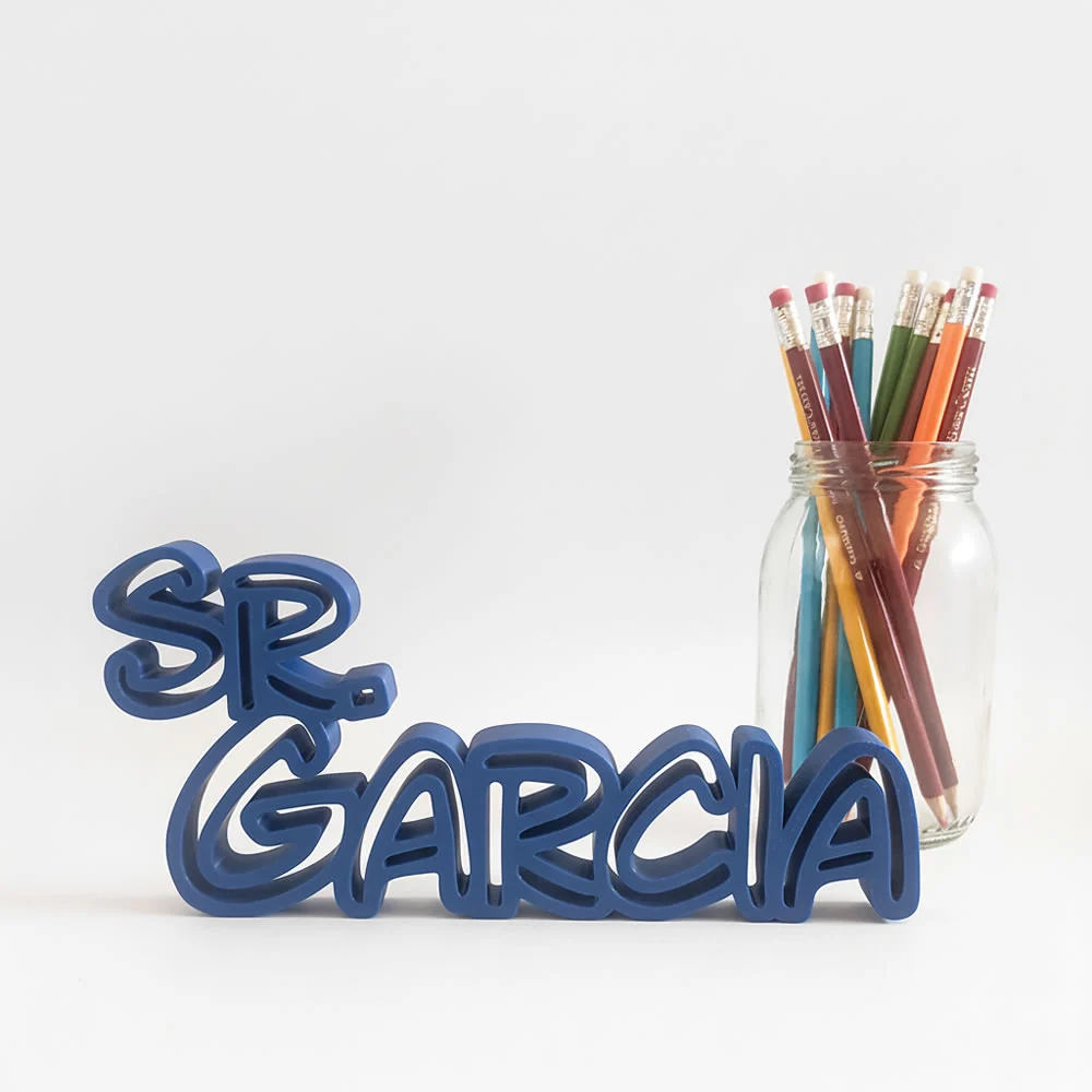 Placa 3D personalizada con nombre azul