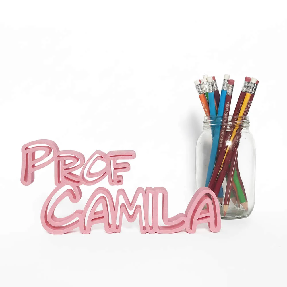 Placa 3D personalizada con nombre rosado