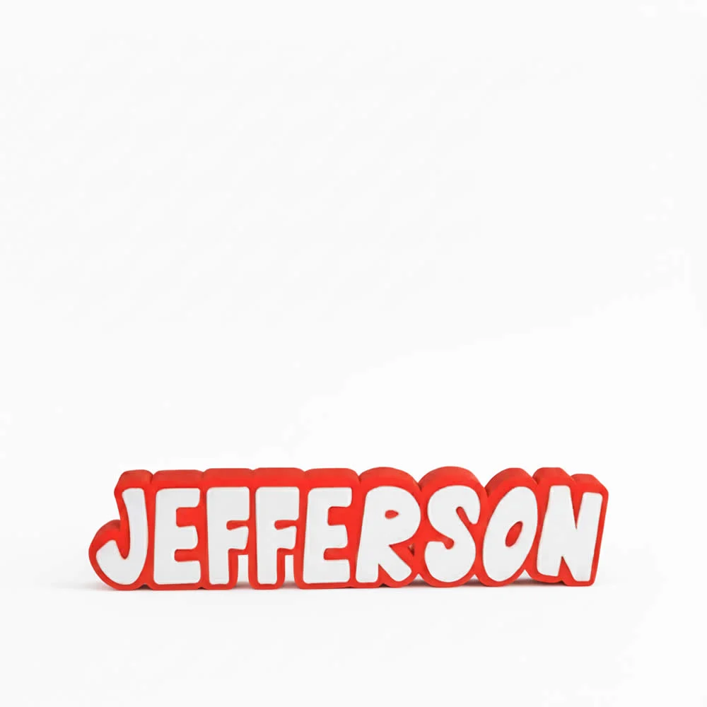 Placa 3D personalizada con nombre diseño multicolor roja